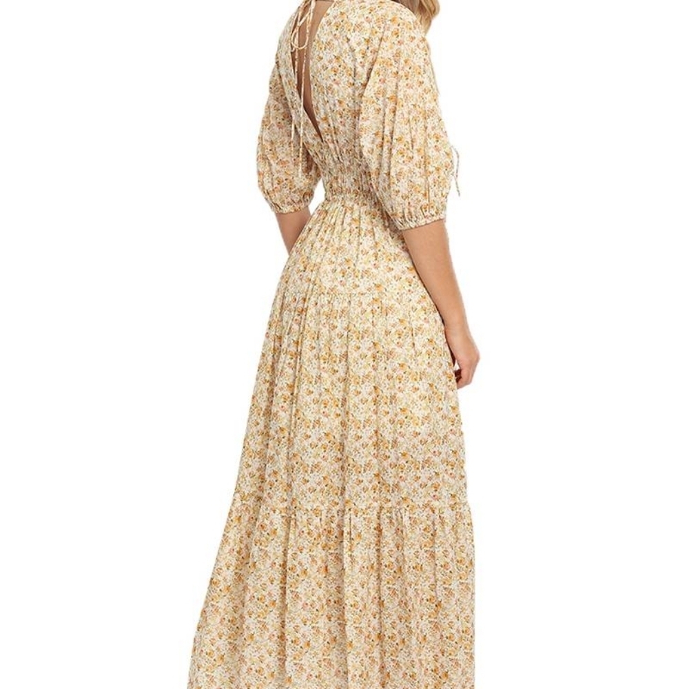 Significant Other cottagecore adele Chic butter yellow Floral Maxi Dress 8 - Picture 5 of 10